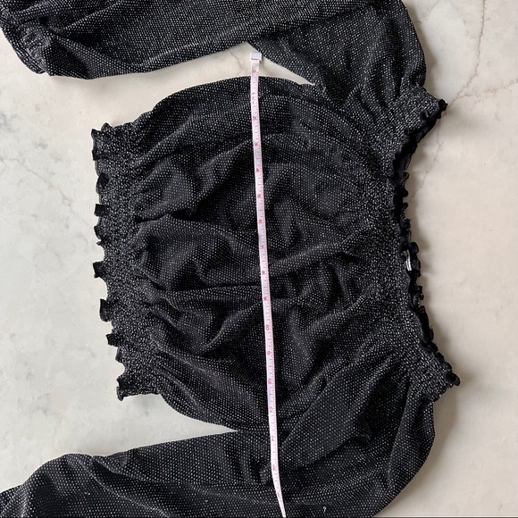 Cropped black and silver long sleeved boho blouse - Picture 4 of 6